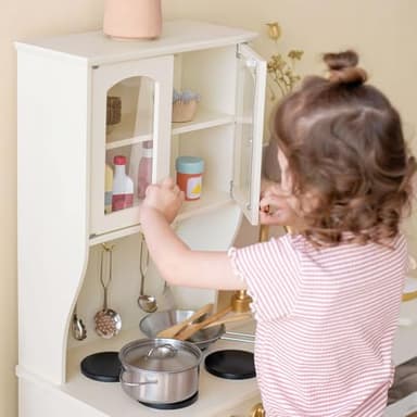 Tiny Land Play Kitchen for Kids, Wooden Toy Kitchen Set with Storage & Accessories, Toddler Kitchen Playset with Stove & Sink, Kids Kitchen Playset Gift for Ages 3-8 - Image 9