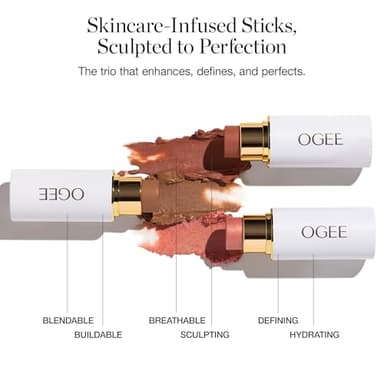 Ogee Face Stick Trio - Golden Contour Stick Makeup Collection - Certified Organic Bronzer, Blush Stick, and Highlighter Stick for a Flawless Look - Image 4