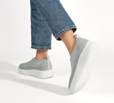 LUCKY STEP Platform Sneakers for Women Slip on Knit Chunky Fashion Casual Retro Braided Tennis Lightweight Walking Shoes(Grey,9) - Image 8