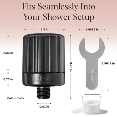 Kitsch Shower Head Filter for Hard Water – Shower Filter with KDF-55 & Calcium Sulfite, Helps Reduce Chlorine & Impurities, Water Softener - Bathroom Accessories for Healthier Hair & Skin - Black - Image 5
