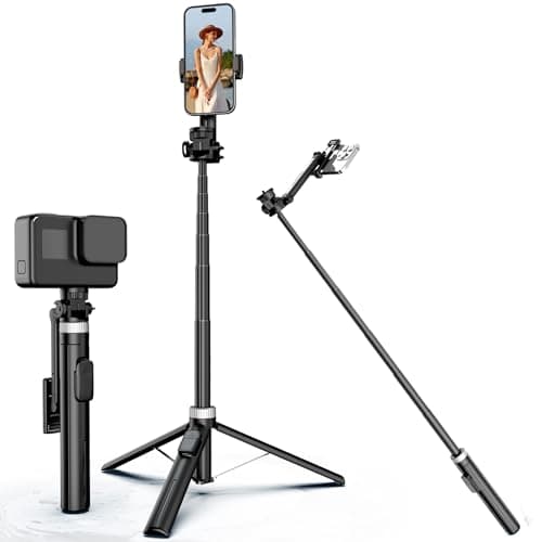 ZZR SEVEN Tripod for iPhone, Selfie Stick for iPhone with Remote, Phone Stand Tripod for Recording, Compatible with All Cell Phone and Camera, X60 (72") - Image 1
