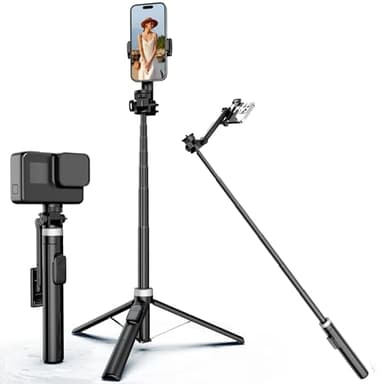 ZZR SEVEN Tripod for iPhone, Selfie Stick for iPhone with Remote, Phone Stand Tripod for Recording, Compatible with All Cell Phone and Camera, X60 (72") - Image 1