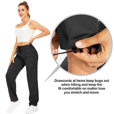 Women's Hiking Cargo Pants Quick Dry UPF50+ Outdoor Pants for Women Fishing Safari Travel Stretchy Pants with Pockets,6608,Black,S - Image 4