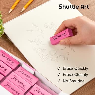 Shuttle Art Pink Erasers, 200 Pack Bulk for School, Office, Latex-Free Soft Erasers for Kids, Teachers as School Supplies - Image 4