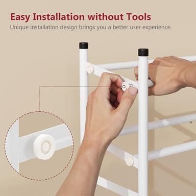Tajsoon Expandable Shoe Rack for Closet 3 Tier, 28“-41“Adjustable & Stackable Shoe Shelf Storage, Metal Shoe Rack Organizer for Front Door Entrance, Closet, Garage, Entryway, White - Image 4