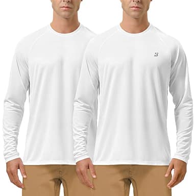 Roadbox Men's 2 Pack UV Sun Protection SPF UPF 50+ Long Sleeve Quick Dry Fishing Shirts Outdoor Rash Guard for Running Hiking Swimming - Image 1