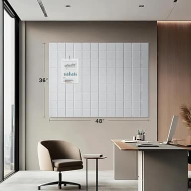 Cork Board for Walls 48" x 36", Bulletin Board for Office Decor, 12 Pack Felt Wall Tiles with Safe Removable Adhesive, Pin Tack Corkboard for Quilting Design & Dart Wall Protector - White - Image 7
