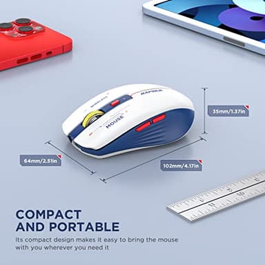 RAPIQUE Bluetooth Wireless Mouse - (BT1/BT2+USB) Tri-Mode High Performance, Rechargeable, Multi-Device Compatible with PC/Laptop/Computer/MacBook/iPad Air Pro (Blue and White) - Image 5
