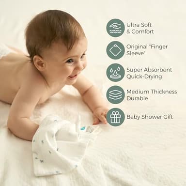 Momcozy Soft & Absorbent Baby Washcloths - 4 Layer Design| Medium Thickness| Premium Cotton for Newborns' Skin-Great for Bathing, Wiping & on-The-go Use, Shower Gift and Essential(5 Pack, 10x10 inch) - Image 2