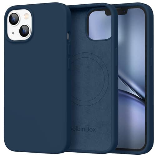 GolbinBox Magnetic for iPhone 13 Case & iPhone 14 Case, Compatible with MagSafe, [Soft Anti-Scratch Microfiber Lining], Slim Liquid Silicone Shockproof Protective Phone Case 6.1 inch, Dark Blue - Image 1