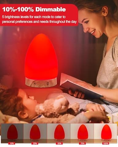 Red Light Night Light Lamp for Sleep, Red Nightlight Desk Lamp with 670nm Wavelength Multi-Color and Brightness Options Remote Control USB Charging Elegant Design - Image 6