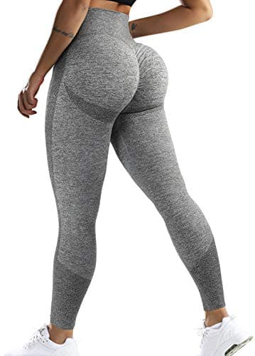 OMKAGI Women Scrunch Butt Lifting Leggings Seamless High Waisted Workout Yoga Pants(M,590-Gray) - Image 5