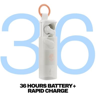 Skullcandy Dime Evo Wireless Earbuds, Bluetooth Headphones, Noise Isolating Fit, Up to 36 Hours Battery, Microphone for iPhone Android, Easy Carry with Clip-Anywhere Case - Bone - Image 2