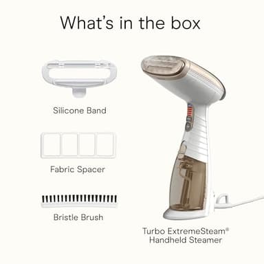 Conair Handheld Garment Steamer for Clothes, Turbo ExtremeSteam 1875W Fabric Steamer, Portable Handheld Design, Strong Penetrating Steam, White/Champagne - Image 8