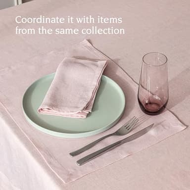 over&back 100%-Linen Woven Tablecloth - Colorful Dining Room Table Cover - Mitered Corner Hems - Machine Washable - Kitchen and Home Decor - Pink - 70x108 - Image 3