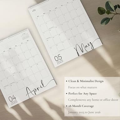 Modern Vertical Wall Calendar 2025-18 Month Calendar January 2025 to June 2026, 11x13.5 Inches Cursive Font Design with Spiral Twin-Wire Binding - Image 6