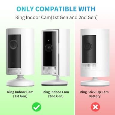 Adhesive Wall Mount Bracket for Ring Indoor Cam, Strong Adhesive Durable Camera Mount Stand for Ring Indoor Camera, Two Ways Installation Easy to Install (2 Pack,White) - Image 2