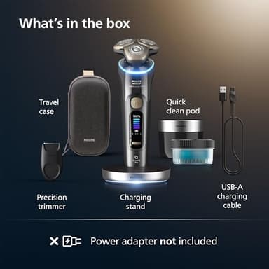 Philips Norelco Shaver i9000 Prestige Ultra, Wet & Dry Electric Shaver, Dark Slate, SenseIQ Pro Technology, Triple Lift & Cut System, 360 Rotating NanoTech Precision Blades, Quick Clean Pod, XP9402/86 - Image 8