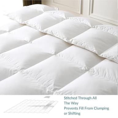 BPC Queen Size Feather Comforter, Filled with Feather and Down Fiber, 90x90 Inches All Season Duvet Insert Luxurious Fluffy Hotel Bedding Comforters with 100% Cotton Cover and 4 Corner Loops - Image 5