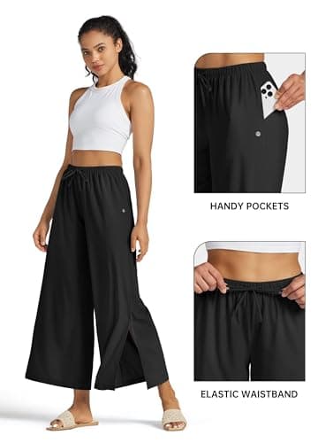 Willit Women's Wide Leg Pants UPF 50+ Swim Beach Pants Lightweight Travel Pants Quick Dry Sun Protective Black M - Image 5