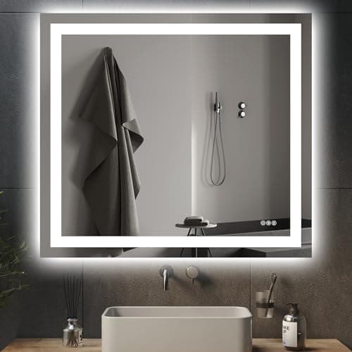 Hivone 40X36 LED Bathroom Mirror with Lights, Anti-Fog, Dimmable, Backlit + Front Lit, Smart Bathroom Vanity Mirror, Memory Function, Shatterproof, Tempered Glass (Horizontal/Vertical) - Image 1
