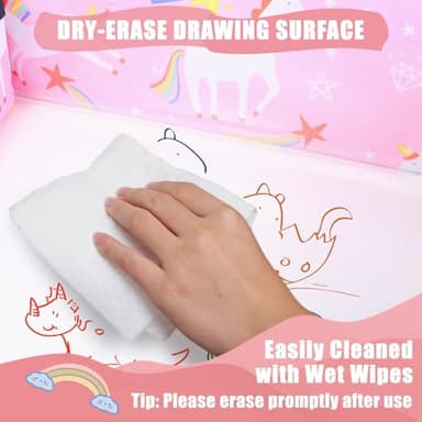 DxTing Kids Travel Tray for Car Airplane - Car Seat Tray for Kids Travel, Toddler Carseat Lap Table, Road Trip Essentials, Lap Desk for Kid Roadtrip Activities, Pink Unicorn - Image 7