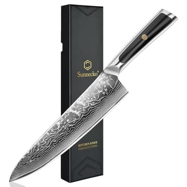 Sunnecko 8 Inch Chef Knife Professional, Sharp Kitchen Knife Damascus Chefs Knife Vg10 High Carbon Stainless Steel - Image 1