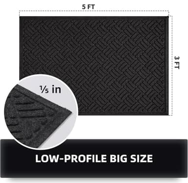 MATALL Front Door Mat 2 Pack Black Indoor and Outdoor Welcome Mat, Absorbent and Drain Away Water Heavy Duty Entryway Doormat for Front Back Doors, Laundry Rooms, Mudrooms and More, 3x5 Feet - Image 2