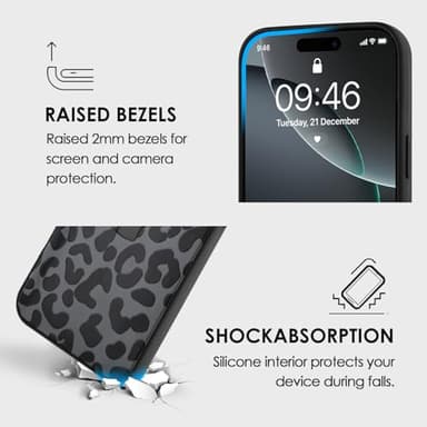 Jefonha Compatible with iPhone 16 Pro Max Case with Finger Hand Strap Kickstand, Trendy Cool Leopard Cheetah Print Phone Case for Women Men, Full Camera Protection Shockproof Protective Cover, Black - Image 2