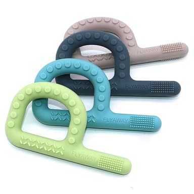 Sensory Chew Toys for Autistic Children 4 Pack, P Shape Sensory Toys for Babies Toddlers, Baby Teething Toys for 3-6 6-12 Months Oral Motor Stimulation, Silicone Chewy Necklaces for Kids Adults - Image 2