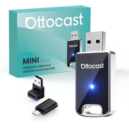 OTTOCAST Mini 2 in 1 Wireless Carplay Adapter & Wireless Android Auto Adapter for Apple iPhone Samsung or Other AndroidPhone, USB Bluetooth Car Accessories for OEM Wired Carplay/Android Auto Cars - Image 1
