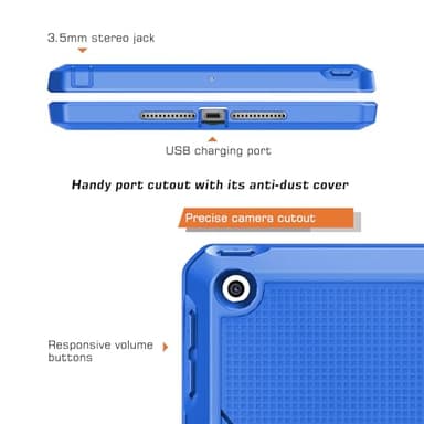 MoKo Case Fit 2018/2017 iPad 9.7 6th/5th Generation - [Heavy Duty] Shockproof Full Body Rugged Hybrid Cover with Built-in Screen Protector Compatible with Apple iPad 9.7 Inch 2018/2017, Blue Wave - Image 6
