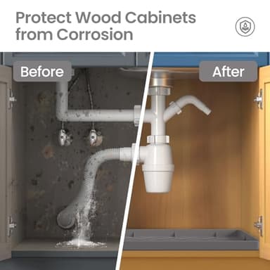 MateeyLife 22'' x 19'' Silicone Under Sink Mat for Kitchen Waterproof, Rubber Under Kitchen Sink Mat for Bottom, Bathroom Cabinet Liners for Shelves Waterproof, Silicone Matt with Lip, Boot Tray - Image 3