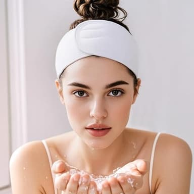 HFZRZFH 3-Pack Adjustable Velcro Terry Cloth Spa Headbands for Women - For Face Washing, Skincare, Makeup, and Shower (Gray, White, Black) - Image 5