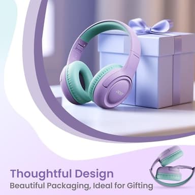 Kids Headphones with Cord for School - Over-Ear 85/94dB Volume Limiter, 3.5mm Jack Foldable Stereo Sound Headset for Toddlers Girls Boy Travel Learning Entertainment Tablet Kindle iPad PC Purple Green - Image 6