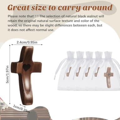 Handmade 3Pcs Pocket Cross My Heart with Organza Bags - Stress Relief Fidget Toy for Christian, Pocket Prayer Cross, Religious Easter Day First Communion Gifts, Fathers Day Gifts - Image 2