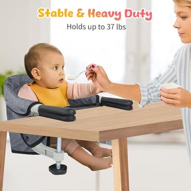 Hook on High Chair for Babies and Toddlers 6-36 Months, Portable and Foldable for Home and Travel, Baby Feeding Chair - Setup in Seconds - Includes Carry Bag (Grey) - Image 4
