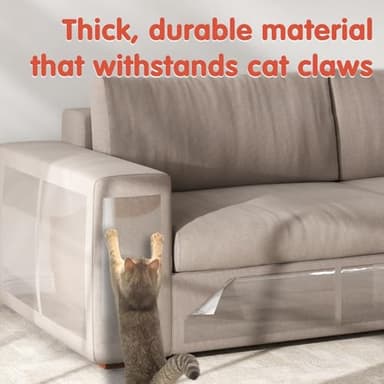 Secopad 18 Pcs Large Cat Scratch Furniture Protector, Transparent Couch Protector from Cat Claws, Single-Sided Self Adhesive Anti Pet Deterrent Sofa Cover, 17in - Image 7