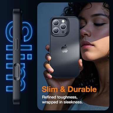 Yriklso for iPhone 16 Pro Case, Shockproof for iPhone 16 Pro Phone Case, Military Grade Drop Protection, Protective Hard Back Slim Translucent Cover，Black - Image 5