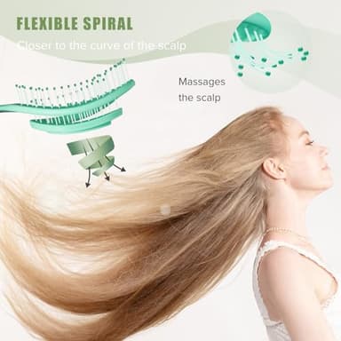 SHINLEA Hair Brush, Detangle Anti Tangle Brush, Spiral Hairbrush for Wet & Dry Hair, Women, Men, Kids, Glide Through Tangles For All Hair Types, Green - Image 2