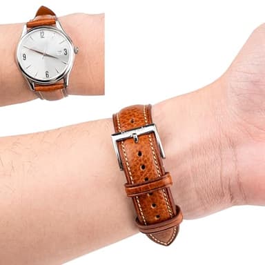 Gomvadr Italian Leather Watch Band Tuscany Vegetable-Tanned Genuine Leather Strap,18mm 19mm 20mm 21mm 22mm XL XXL Replacement Watch Straps for Men and Women(20mm) - Image 2