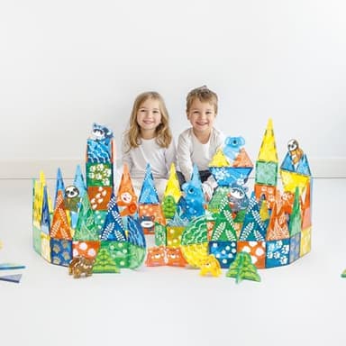 MEGAGONTILES 108 PCS Zoo Animals Magnetic Tiles Set,Magnet Building Blocks Farm World Toys,STEM AUTHENTICATED,Magnetic Animals for Kids Age 3 4 5 6 7 8 Toddlers Boys Girls - Image 4