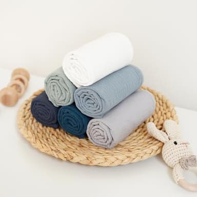 Konssy Muslin Baby Burp Cloths Sets for Unisex- 6 Pack Large 100% Cotton Burping Clothes for Newborn, Baby Girls and Boys - Image 4