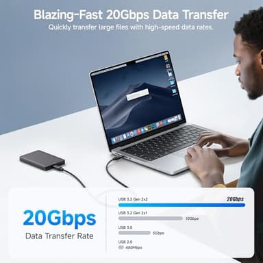 Cable Matters 20Gbps USB C to USB C Monitor Cable - 6ft / 1.8m, Supports Up to [8K@30Hz / 4K@120Hz Video, 240W Charging, 20Gbps Data Transfer], USBC Video Cable, Works with CarPlay, Android Auto - Image 2