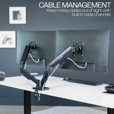 VIVO Dual Monitor up to 32 inches and 19.8 lbs per Screen, Pneumatic Arm Desk Mount, Articulating Counterbalance, VESA Stand, Classic, STAND-V002O - Image 7