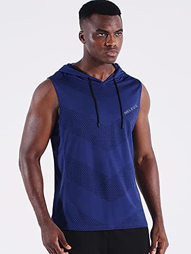 NELEUS Men's Workout Tank Tops Sleeveless Running Shirts with Hoodie,5098,3 Pack,Grey/Blue/Red,L - Image 2