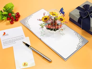CUTPOPUP Birthday Card Pop Up, Mother's Day, 3D Flower Greeting, Birthday Card for Women, Wife, Grandma (Sunflowers Basket) - Image 7