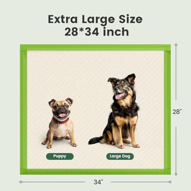 Gardner Pet Dog Pee Pads Extra Large 28"x34", XL Thicker ECO Green Disposable XLarge Puppy Training Pads Super Absorbent Full Edge-Wrapping Pad for Dogs, Puppies, Doggie, Cats, Rabbits-(30 Count) - Image 4