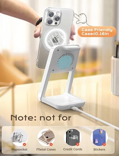 3 in 1 Charging Station for iPhone, Magsafe Wireless Charger with Cooling Fan for iPhone 16 15 14 13 12 Series & Apple Watch Charger 10/Ultra 2, Wireless Charging Station for AirPods 4/3/Pro/Pro 2 - Image 8