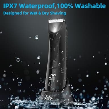 INVJOY Manscape Body Trimmer for Men, Waterproof Electric Razor/Shavers with Dual-Head for Facial, Pubic & Groin Hair Grooming, Ceramic & Foil Blades Hair Trimmer with LED - Birthday Gift for Him Dad - Image 5